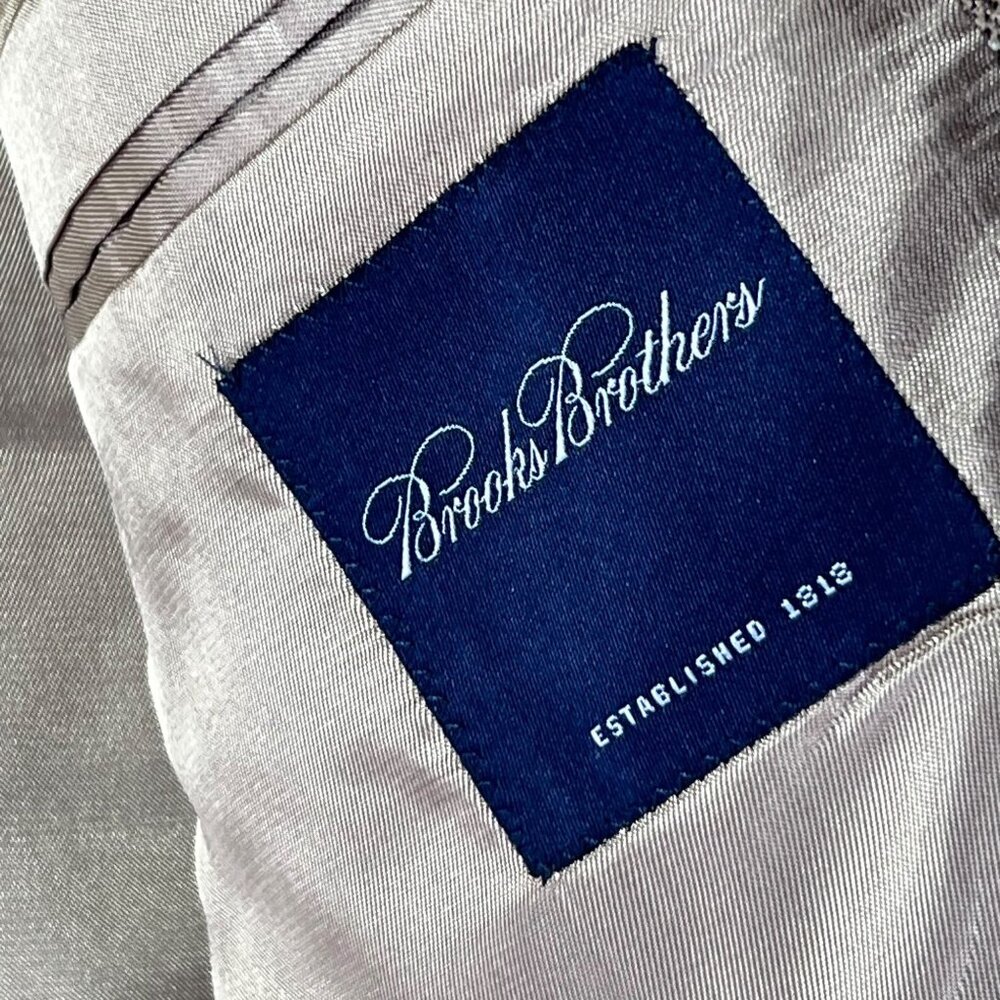 Brooks Brothers Mens Tan Brown Silk Wool Linen 2 Button Blazer Jacket 42L - Picture 5 of 11